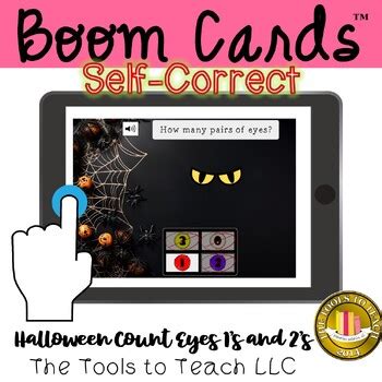 Boom Cards Halloween Eyes and Pairs Count to 20 Self-Correct with Audio