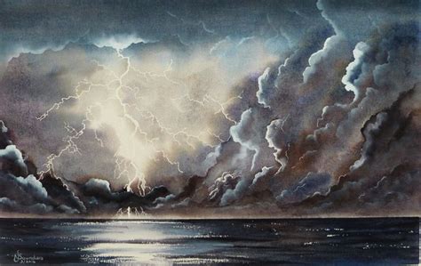 Stormy Night - Original watercolour by Nicki Saunders | Original ...