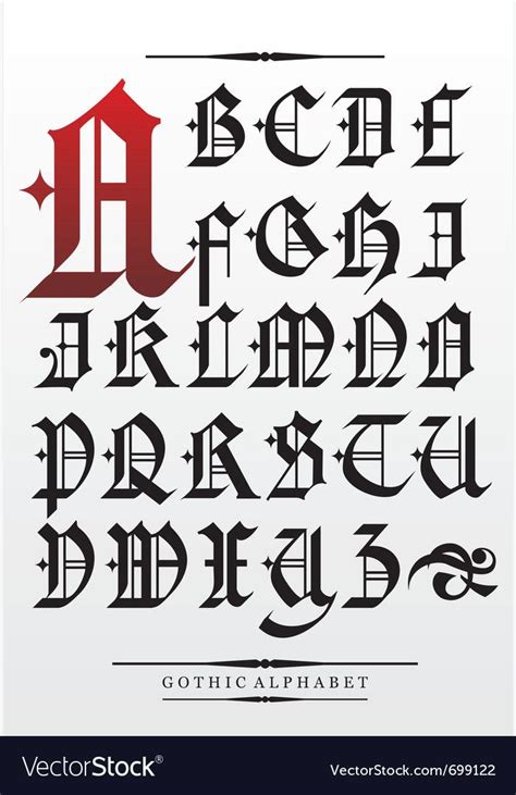 gothic font alphabet with decorations. Download a Free Preview or High ...