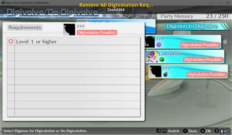 Remove All Digivolution Requirements [Digimon Story Cyber Sleuth ...