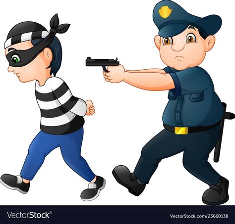 Policeman tries to chase a thief Royalty Free Vector Image | Police ...