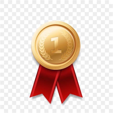 Premium Vector | 1 winner golden medal award with ribbon realistic icon ...