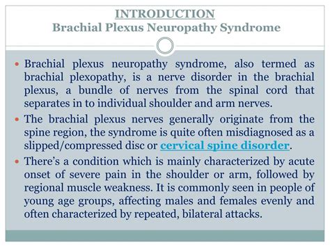 PPT - Brachial Plexus Neuropathy Syndrome : Causes, Symptoms, Daignosis ...