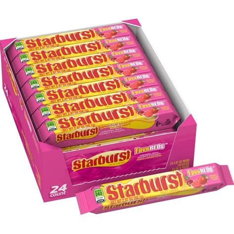 STARBURST FaveREDS Chewy Candy Bulk Pack, Full Size, 2.07 oz, (Pack of 24)