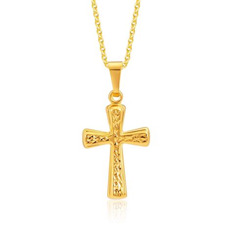 SK 916 Sparkling Cross Gold Pendant | SK Jewellery