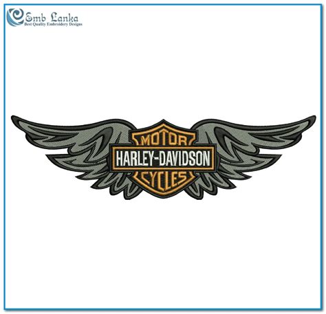 Harley Davidson Logo with Eagle 3 Embroidery Design - Emblanka