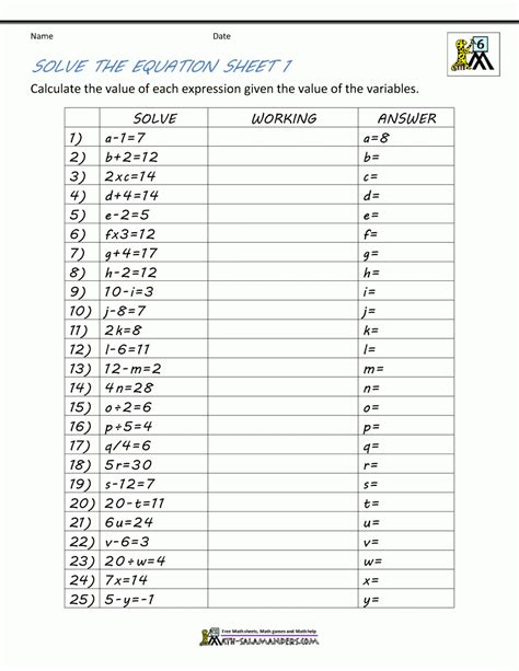 Math Algebra Worksheets — db-excel.com