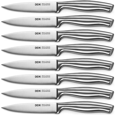 Steak Knives, Deik Serrated Steak Knives with Gfit Box, Stainless Steel ...