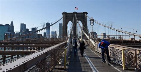 Brooklyn Bridge walkway editorial stock photo. Image of buildings ...