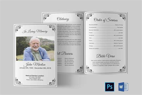 Microsoft Publisher Funeral Program Template