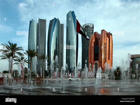 Abu Dhabi skyline seen from the Emirates Palace Hotel Stock Photo - Alamy