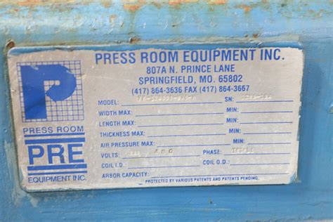 4000 LB x 18″ PRESS ROOM EQUIPMENT NON POWERED MODEL #PR-124000-NAB-H ...