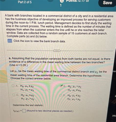 Solved A bank with branches located in a commercial district | Chegg.com