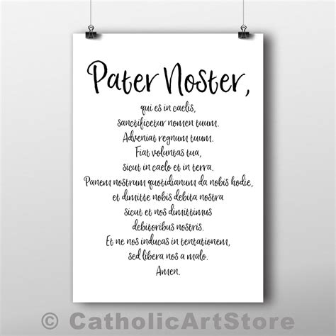 Pater Noster, Ave Maria, and Gloria Patri - Latin Prayers - Printable ...