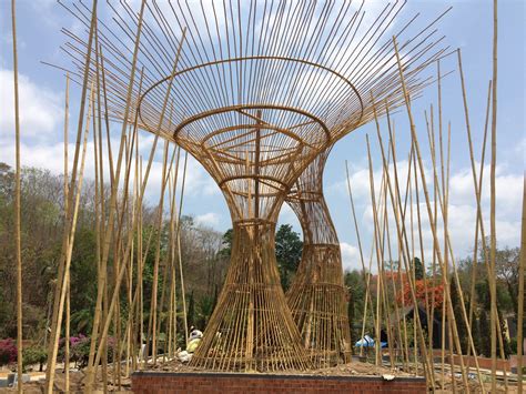 Bamboo Sculpture Lovers in the Forest