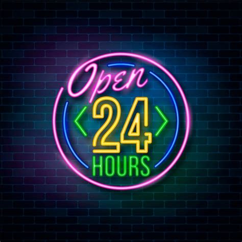 Free Vector | Neon open 24 hours sign