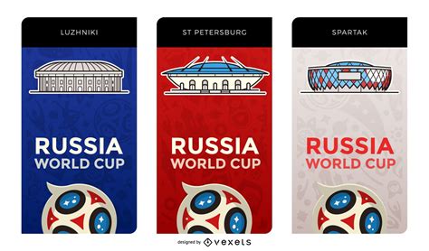 World Cup 2018 Stadiums Banners Vector Download