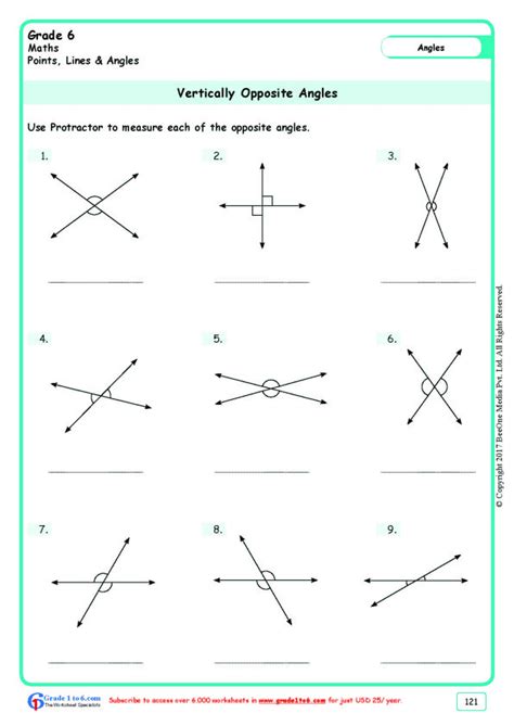 Vertically Opposite Angles | Angles worksheet, Measuring angles ...