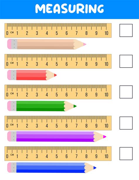 Measuring length with ruler. Education developing worksheet. Game for ...