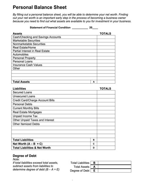 Personal balance sheet template: Fill out & sign online | DocHub