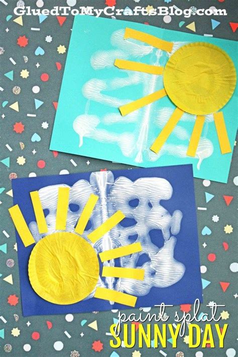 Mixed Media Sunny Day - Paint Splat Clouds - Kid Craft Idea - Summer ...