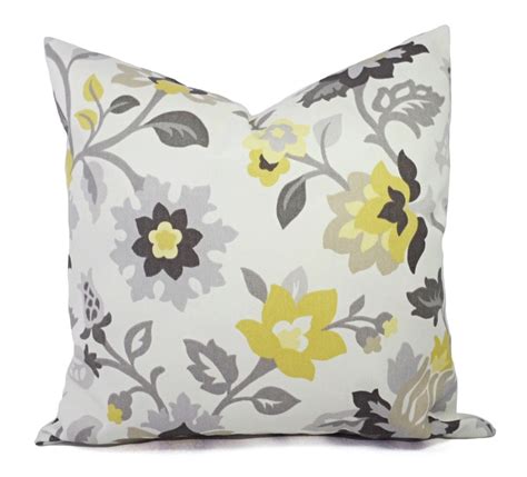 Two Decorative Pillows Yellow and Grey Pillow Covers