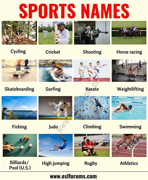 List of Sports: 35+ Useful Names of Sports and Games in English | List ...