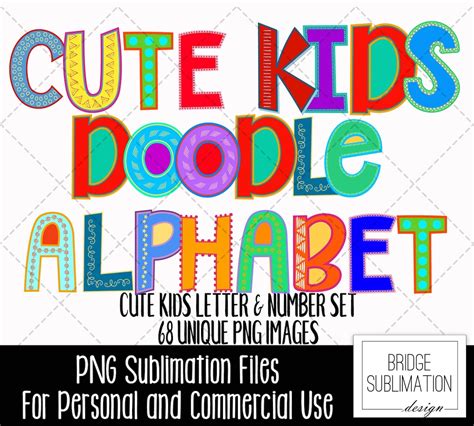 Cute Kids Doodle Letters, Doodle Letters & Numbers Bright Colors ...