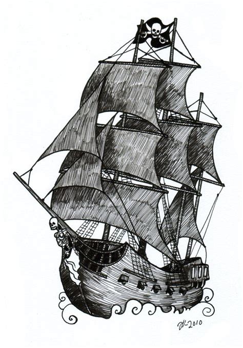 Pirate Ship Pencil Drawing