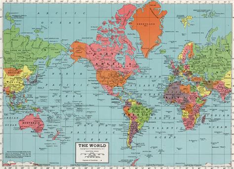 World Map Digital Print. PRINTABLE Map Poster. Antique School World Map ...