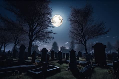 Dark Cemetery on a Moonlit Night Graphic by nsit0108 · Creative Fabrica