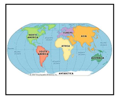 Map Of The 7 Continents And Oceans