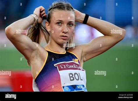 Femke Bol of the Netherlands prepares to compete in the 400m hurdles ...