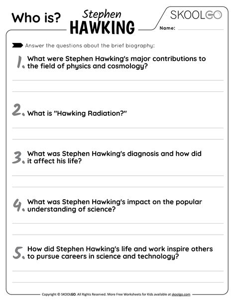 Who Is Stephen Hawking? - Free Worksheet for Kids - SKOOLGO