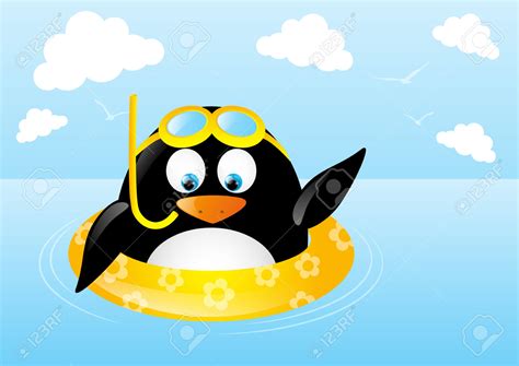 cute penguin swimming cartoon - Clip Art Library