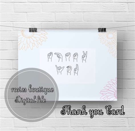 Printable ASL Thank You Card American Sign Language Greeting Card ...