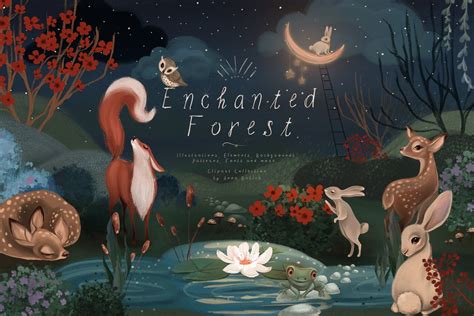 Enchanted Forest Woodland, Animal, Cute, Clipart, Scrapbooking, Deer ...