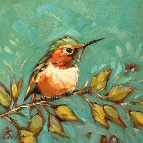 Hummingbird painting, Original oil painting of a Hummingbird on a ...