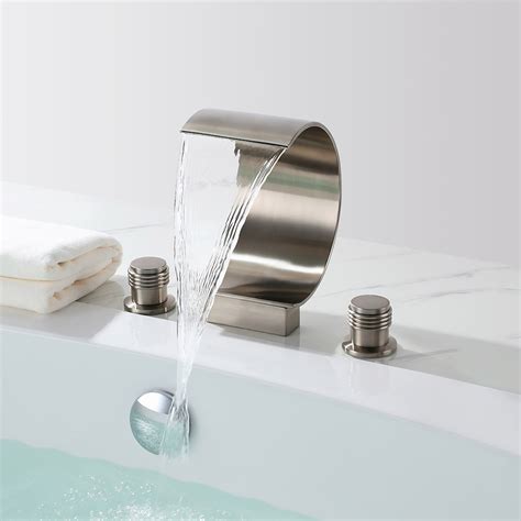 Mooni Contemporary 3-Hole Waterfall Spout Roman Bathtub Filler Tub ...