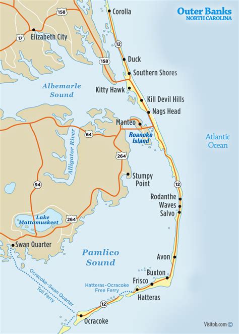 Outer Banks, NC Map | Visit Outer Banks | OBX Vacation Guide