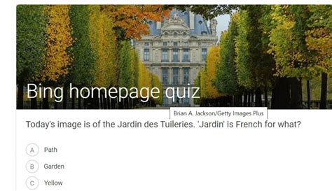 Bing Homepage Quiz