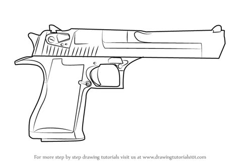 Learn How to Draw IMI Desert Eagle (Pistols) Step by Step : Drawing ...