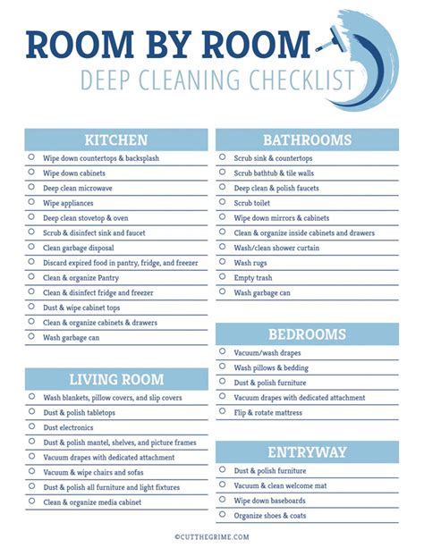 Printable Deep Cleaning Checklist