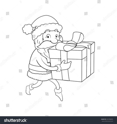 Sneaking Santa Line Cartoon Illustration - 332788850 : Shutterstock