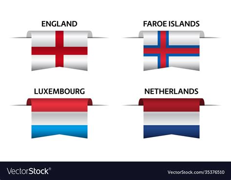 Four english luxembourgish and dutch flags Vector Image