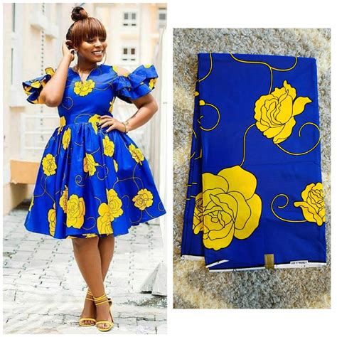 Blue And Yellow Ankara Fabric African Clothing African | Etsy