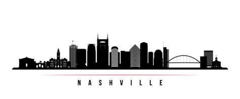 Nashville Skyline Black And White Outline Clipart