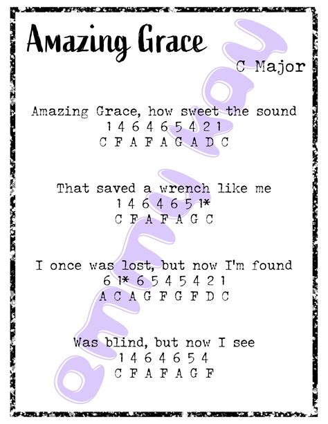 Amazing Grace Kalimba Tabs Letter & Number Notes Tutorial - KalimbaTabs.net