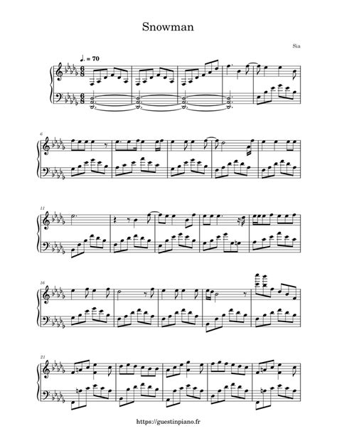 Snowman - Sia Sheet music for Piano (Solo) | Musescore.com