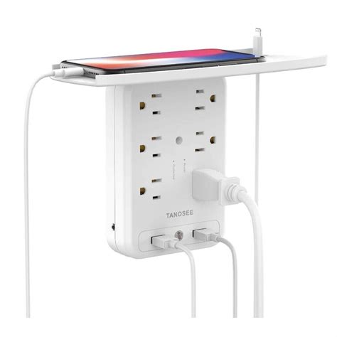 Outlet Extender Multi Plug Socket Shelf, Wall Mount Surge 6 Outlets,2 ...